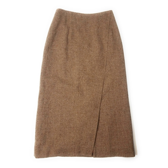 Vintage Womens 100% Wool Rust Midi Skirt with Front Slit Size 10 - Picture 2 of 7